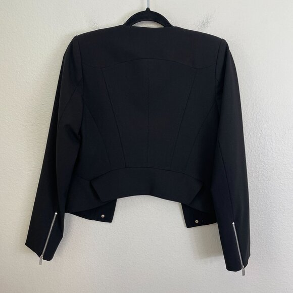 Calvin Klein Womens 6 Petite Black Open Front Long Sleeve Blazer Jacket - Picture 10 of 11